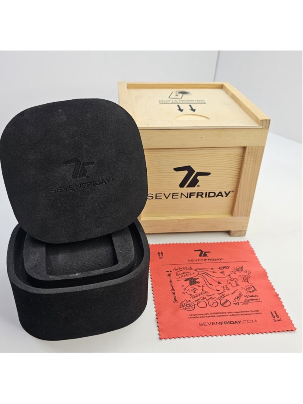 SEVENFRIDAY Watch Wooden Display Box Crate Foam Insert Packaging Only No Watch